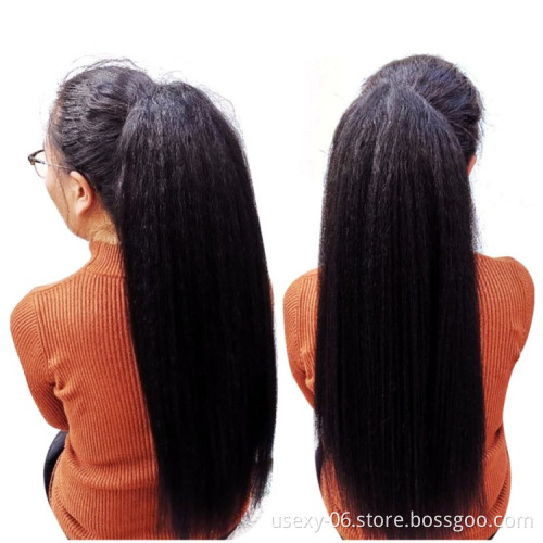 Wholesale Drawstring Ponytail Hair Extension Raw Virgin Brazilian Wrap Around Human Hair Ponytail